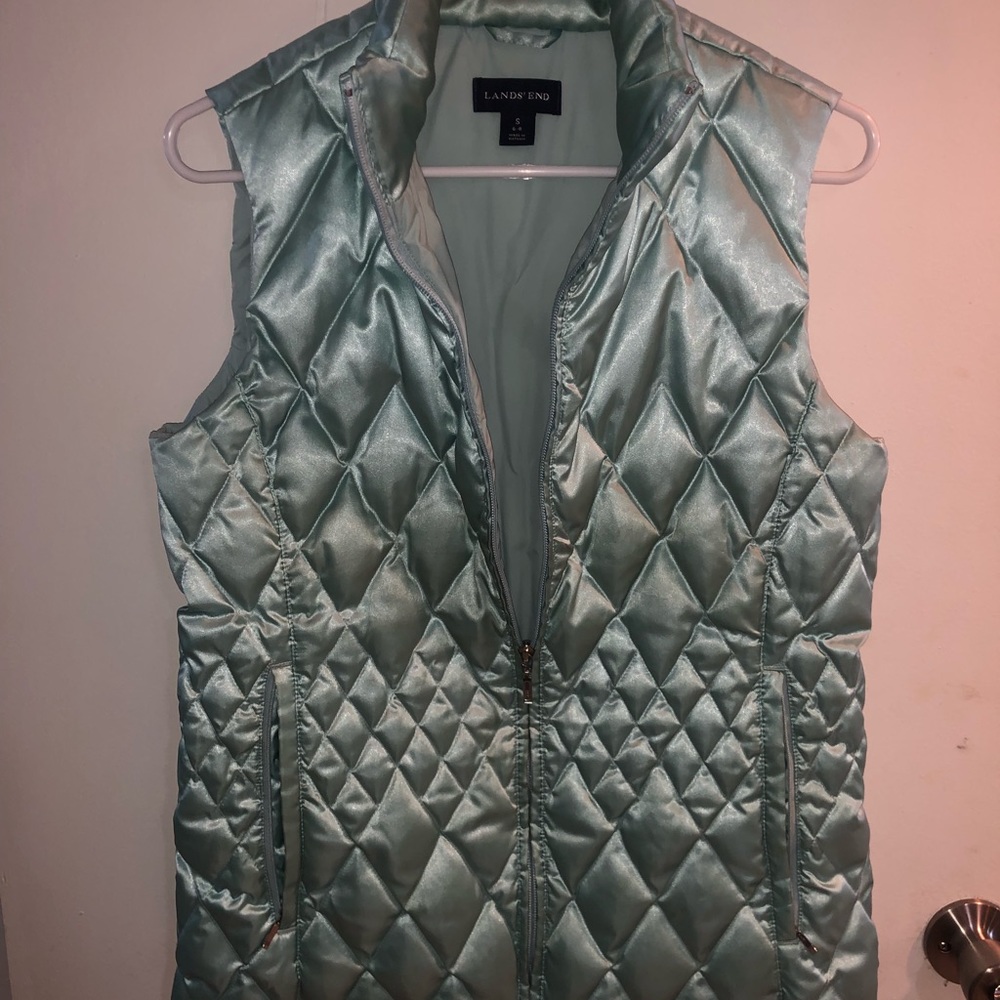 LANDS’ END Women’s Puffer Vest. Sm, Blue, LIKE NEW